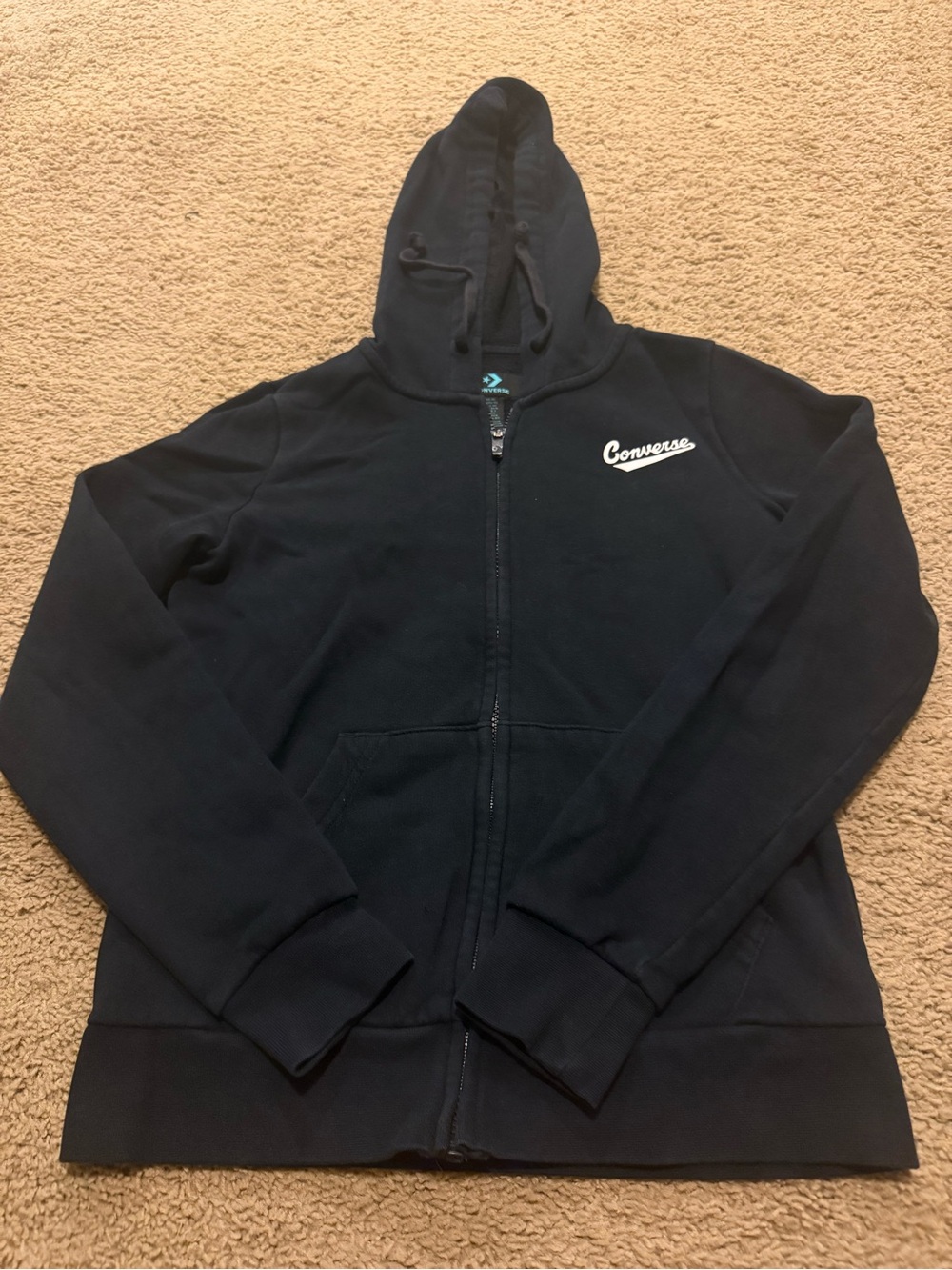 Converse Black Full-Zip Hoodie with Script Logo